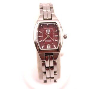 Texas A&M Fossil Watch College Collection Three Hand Date Stainless Steel Womens